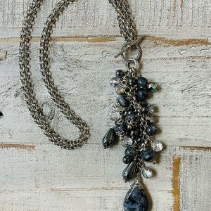 NEW Natural Stone And Crystal Drop Cluster Necklace